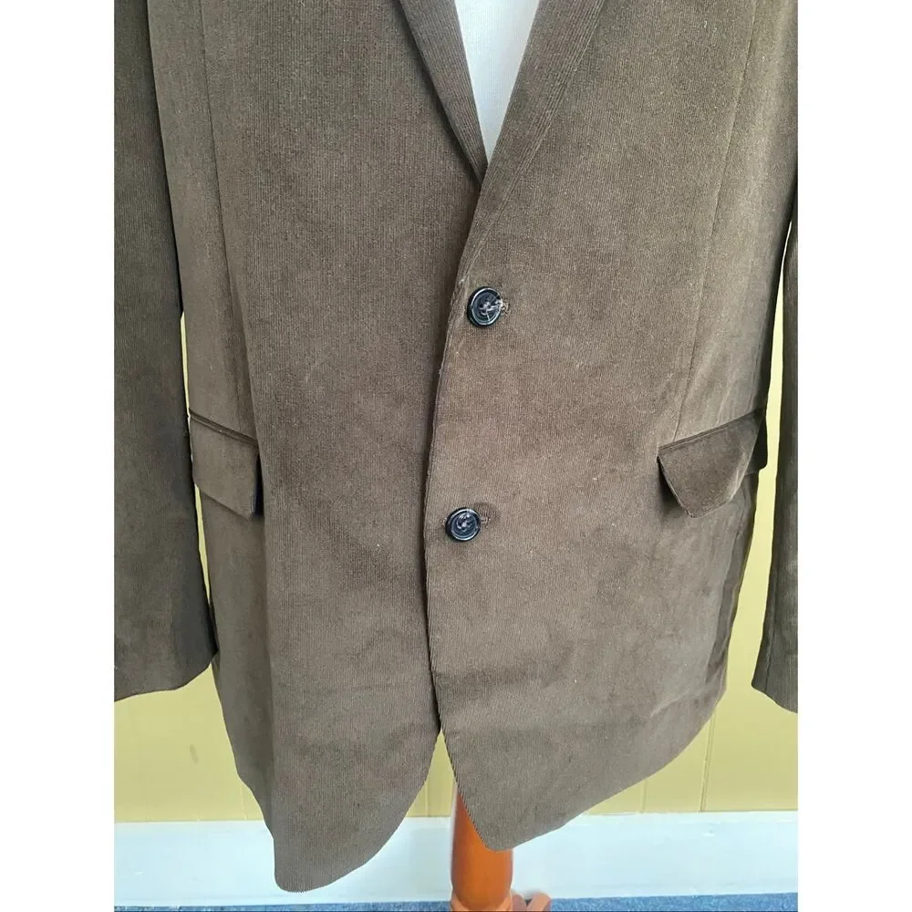 Ralph Lauren men 46XL 2 button corduroy blazer w/patch elbows brown